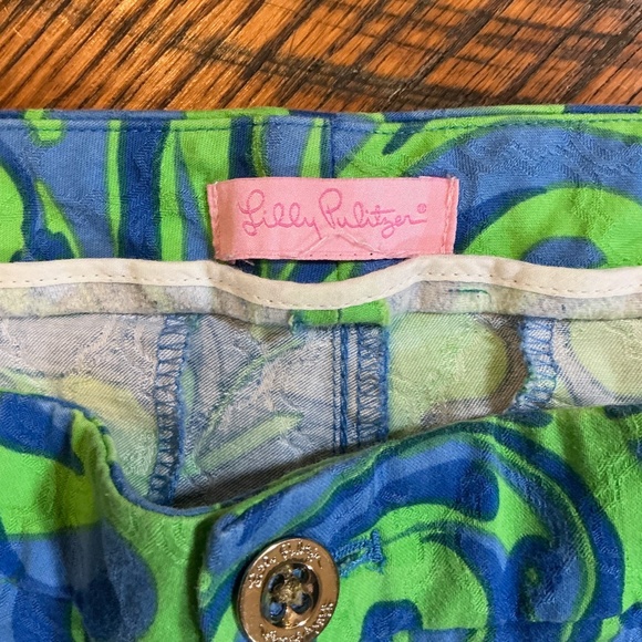 Lilly Pulitzer Blue Green Swirl Print Skinny Pants Size Small Cotton Blend - Picture 5 of 7